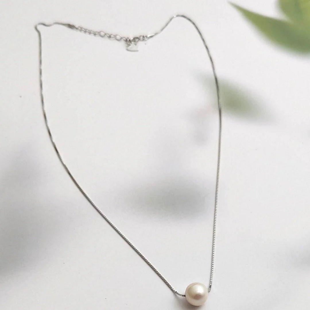 925 Sterling Silver Solitaire Pearl Necklace - The Aarna Jewels