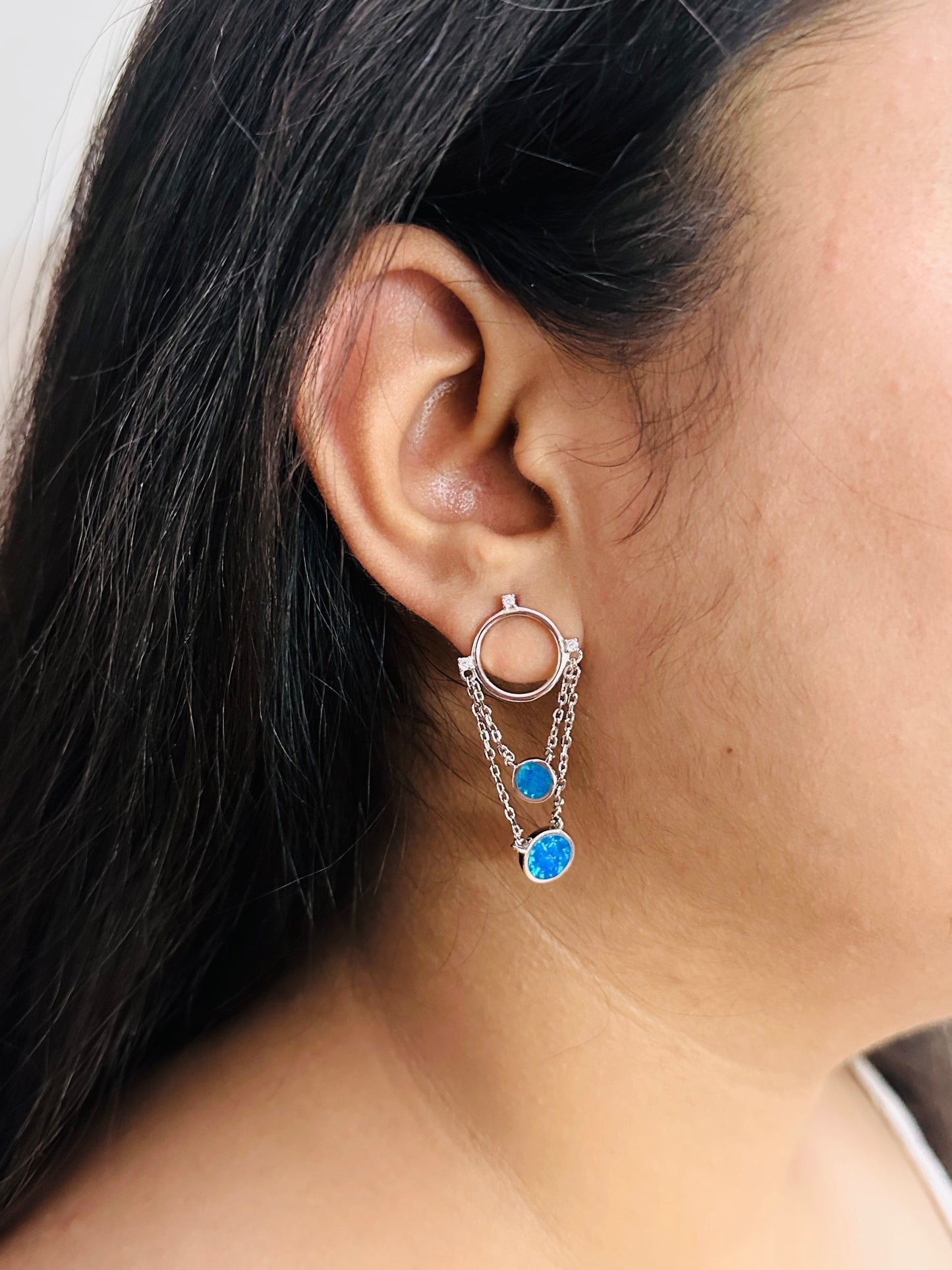 Azure Chain Cascade Earrings