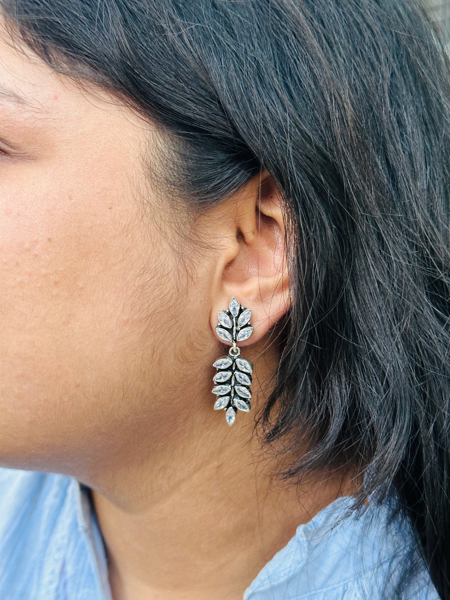 Leafy Elegance Oxidized Earrings