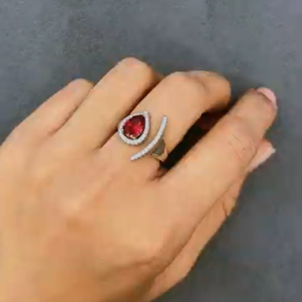 Crescent Ring in Ruby Woo - The Aarna Jewels