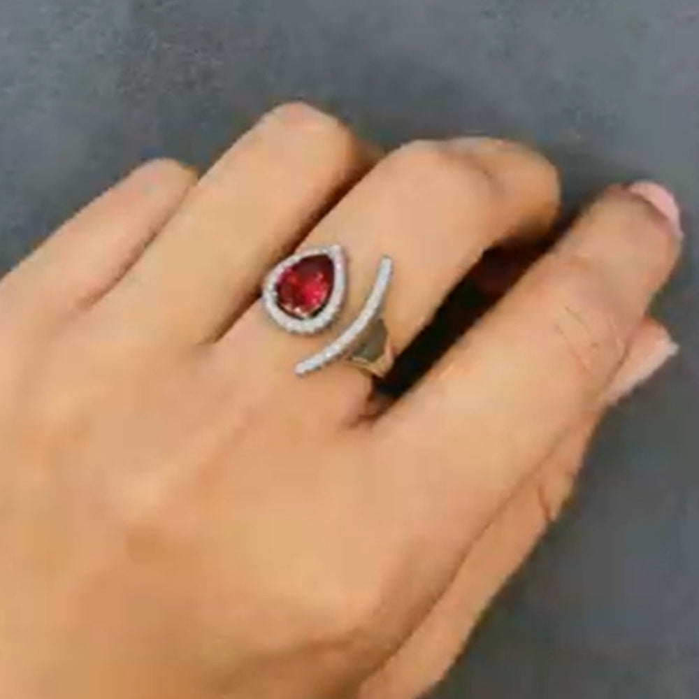 Crescent Ring in Ruby Woo - The Aarna Jewels