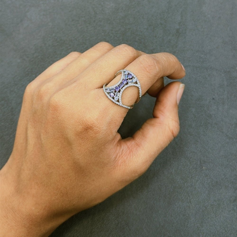 Double Sided Crescent Ring - The Aarna Jewels