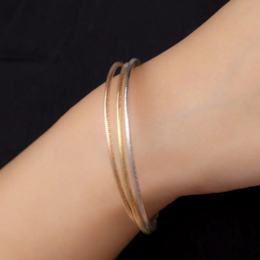 Dual - Tone Sleek Bracelet - The Aarna Jewels
