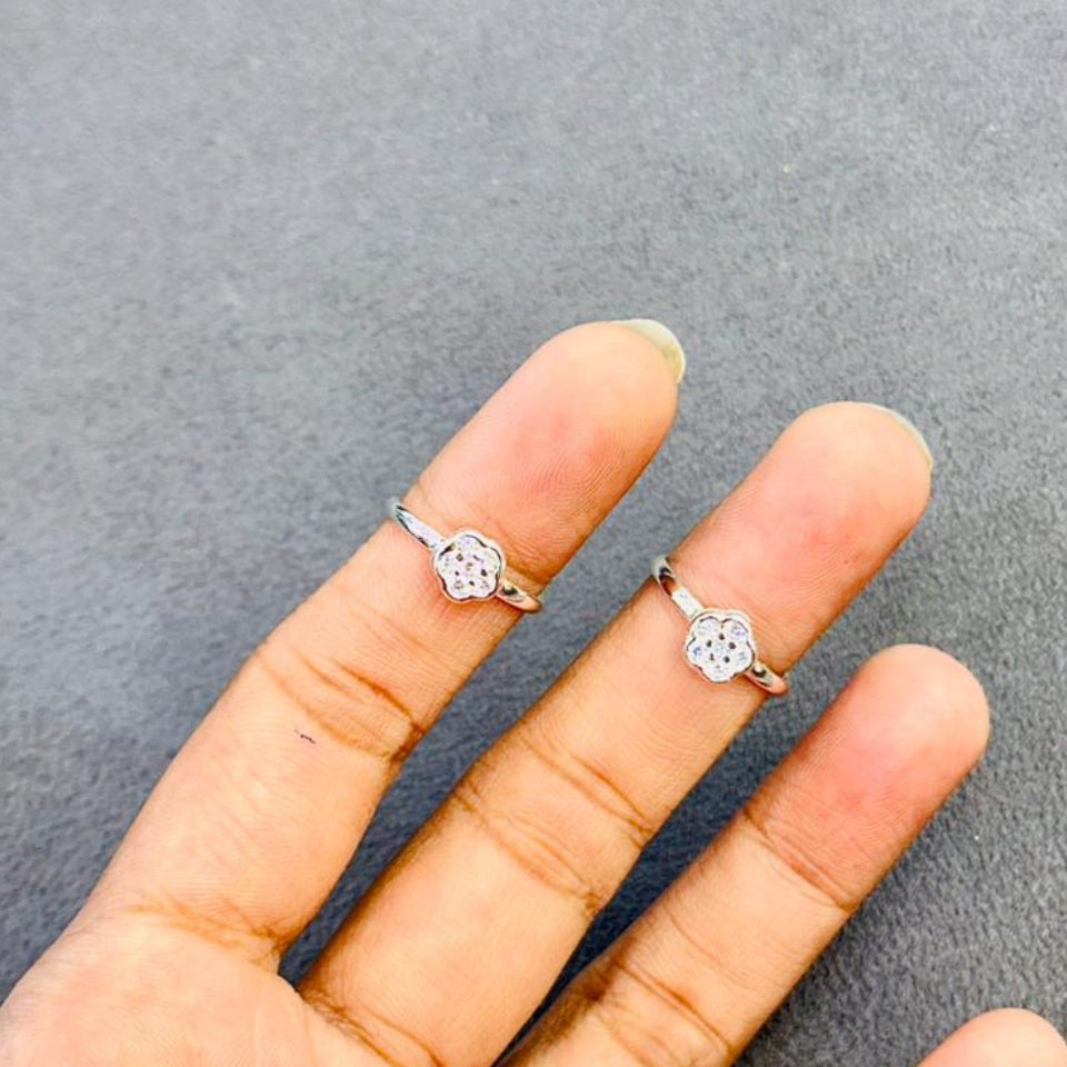 Elegant Floral Crystal Toe Rings - The Aarna Jewels