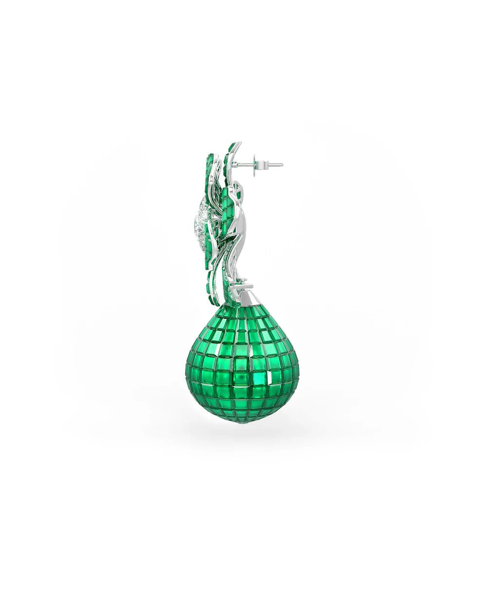 Emerald Green Mosaic Flower Drop Earrings - The Aarna Jewels