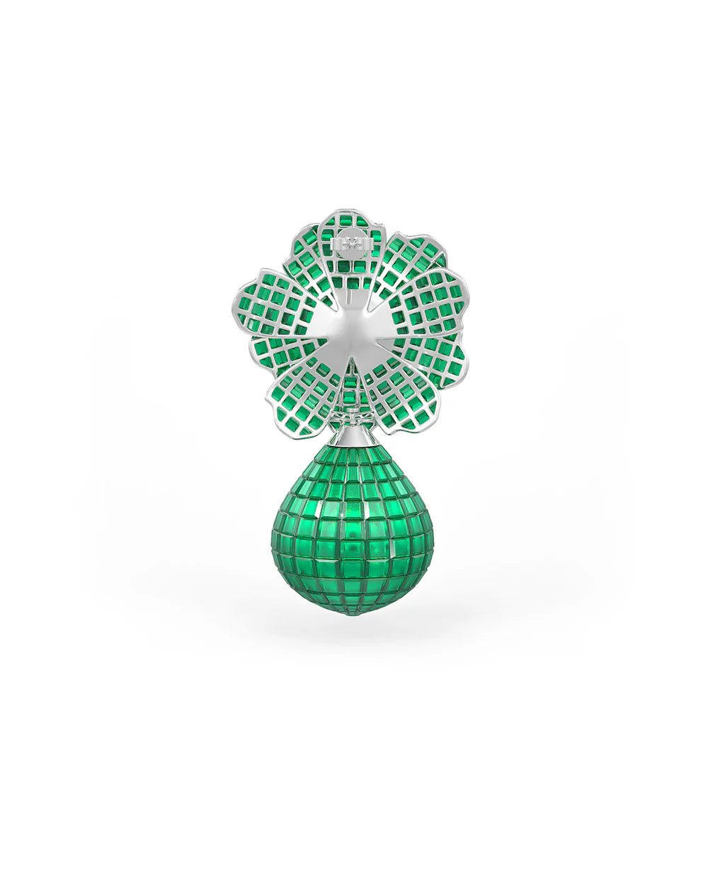 Emerald Green Mosaic Flower Drop Earrings - The Aarna Jewels
