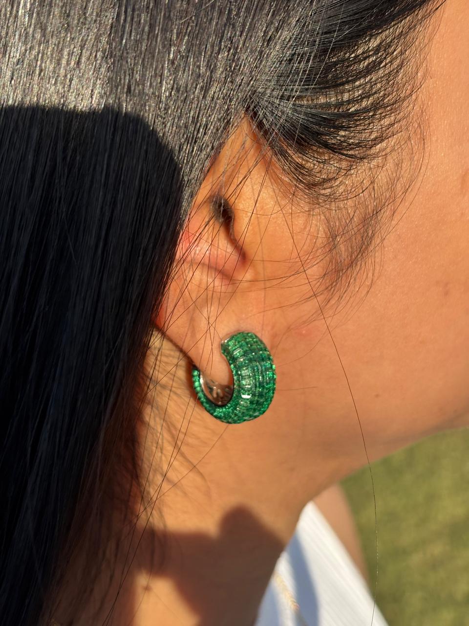 Emerald Mirage Hoops - The Aarna Jewels
