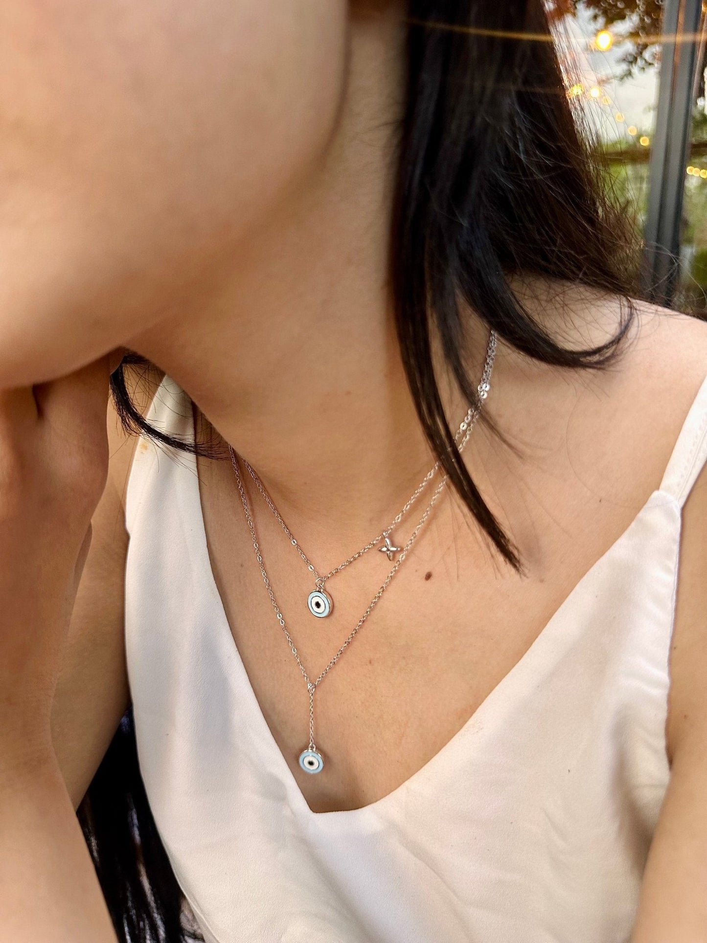 Evil Eye Layered Neck Chain - The Aarna Jewels