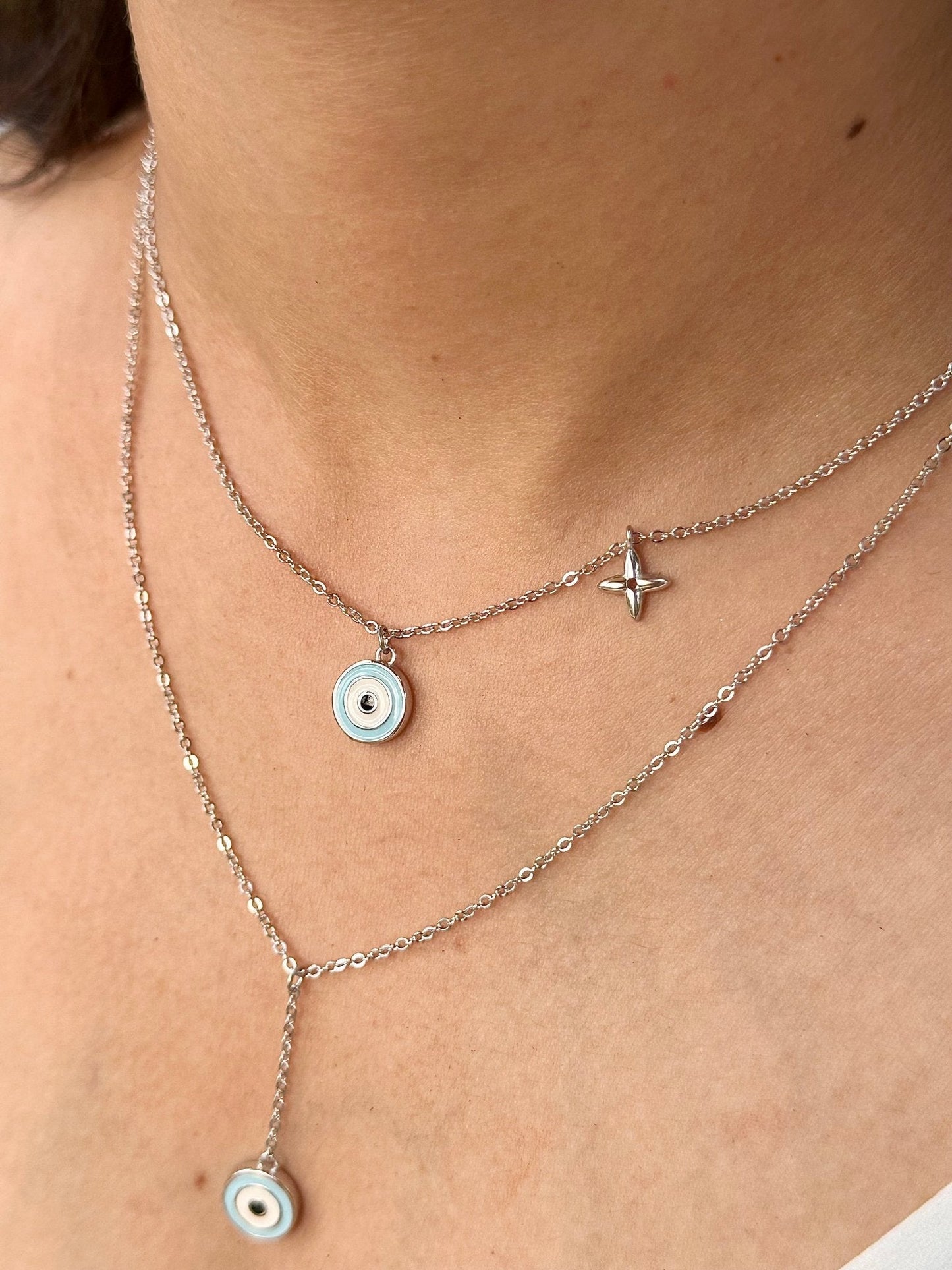 Evil Eye Layered Neck Chain - The Aarna Jewels