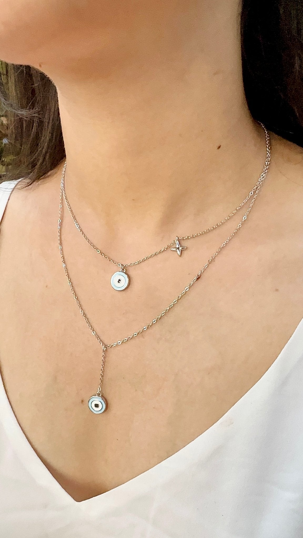Evil Eye Layered Neck Chain - The Aarna Jewels