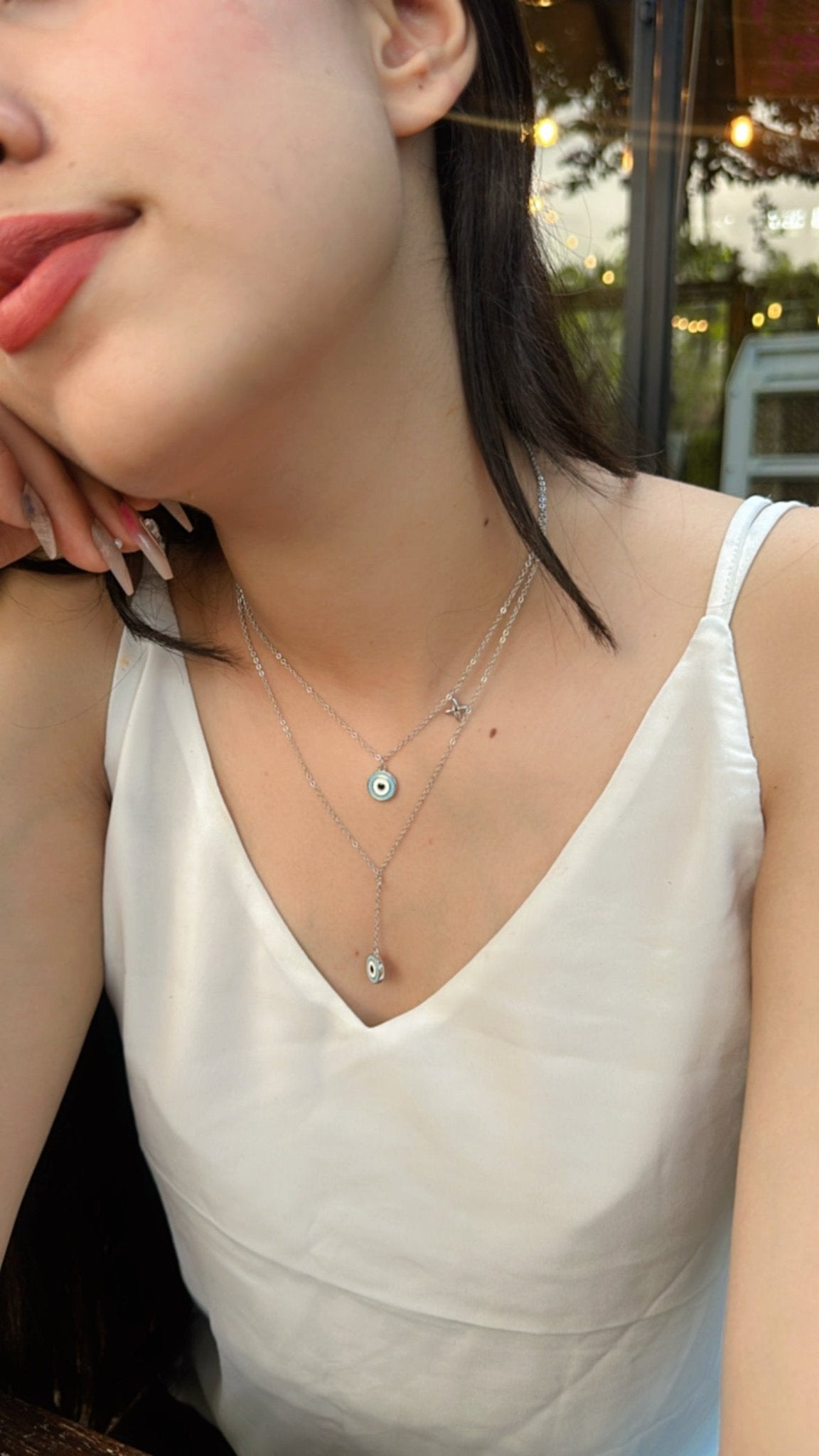 Evil Eye Layered Neck Chain - The Aarna Jewels