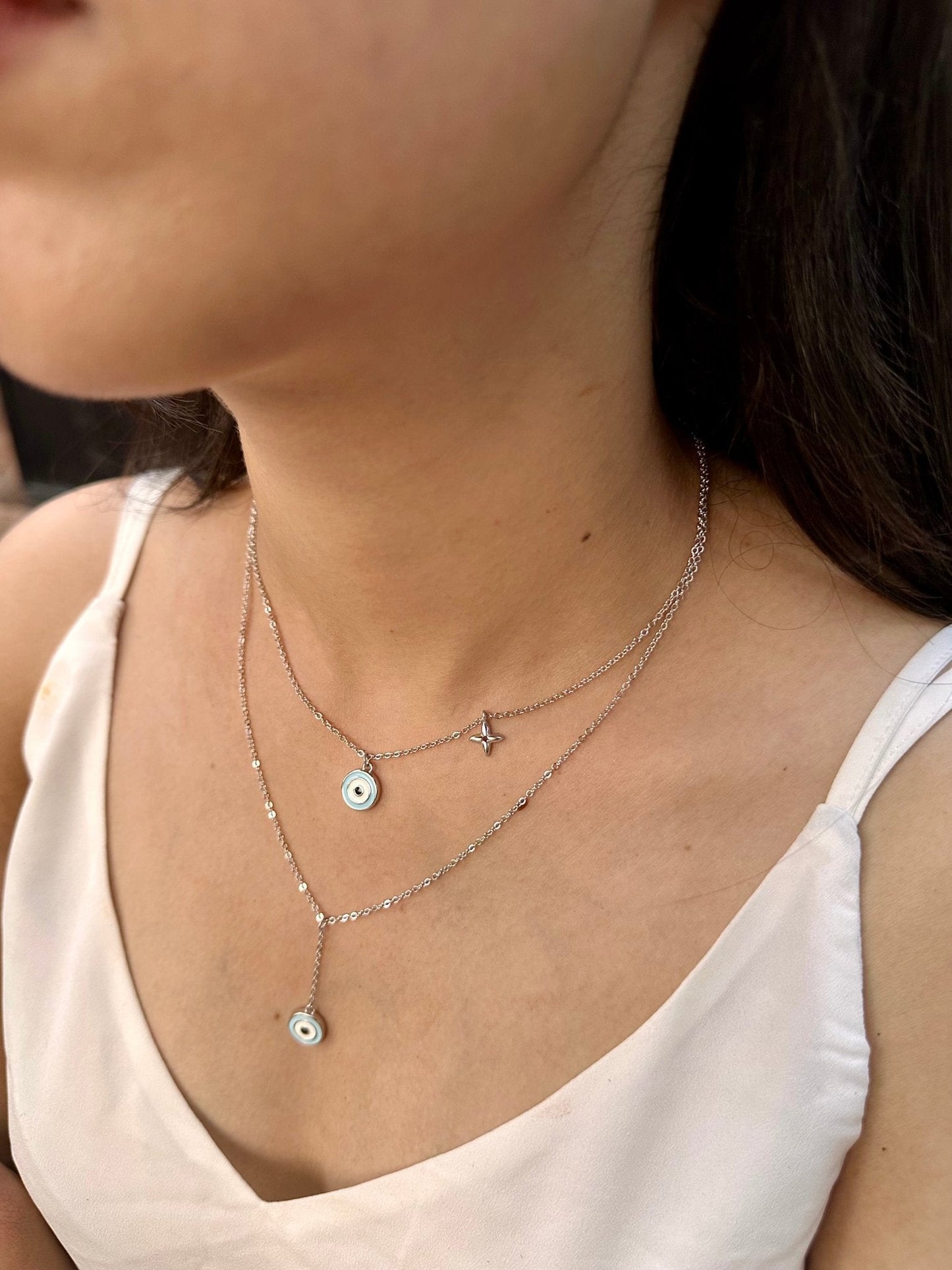 Evil Eye Layered Neck Chain - The Aarna Jewels