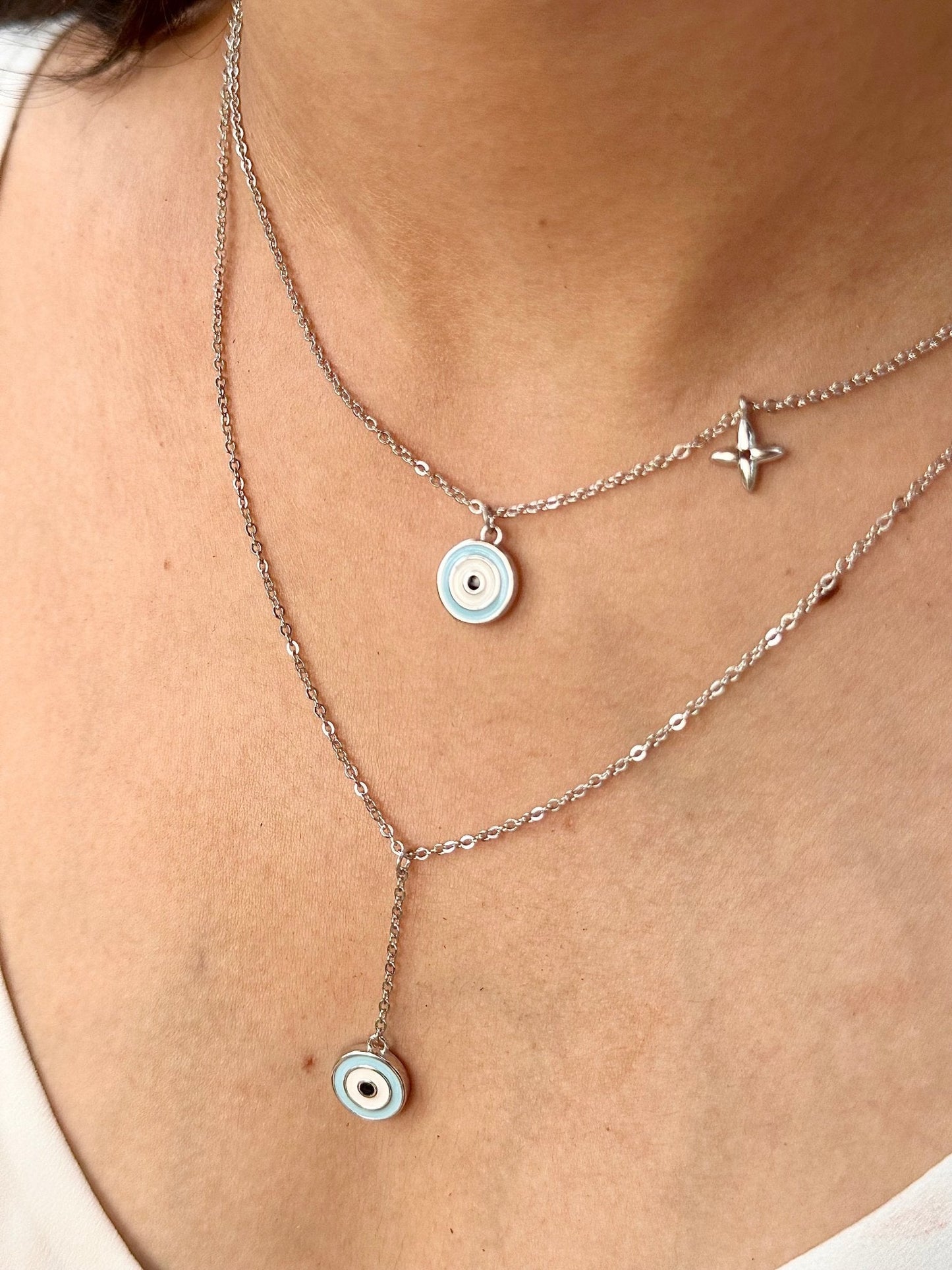 Evil Eye Layered Neck Chain - The Aarna Jewels