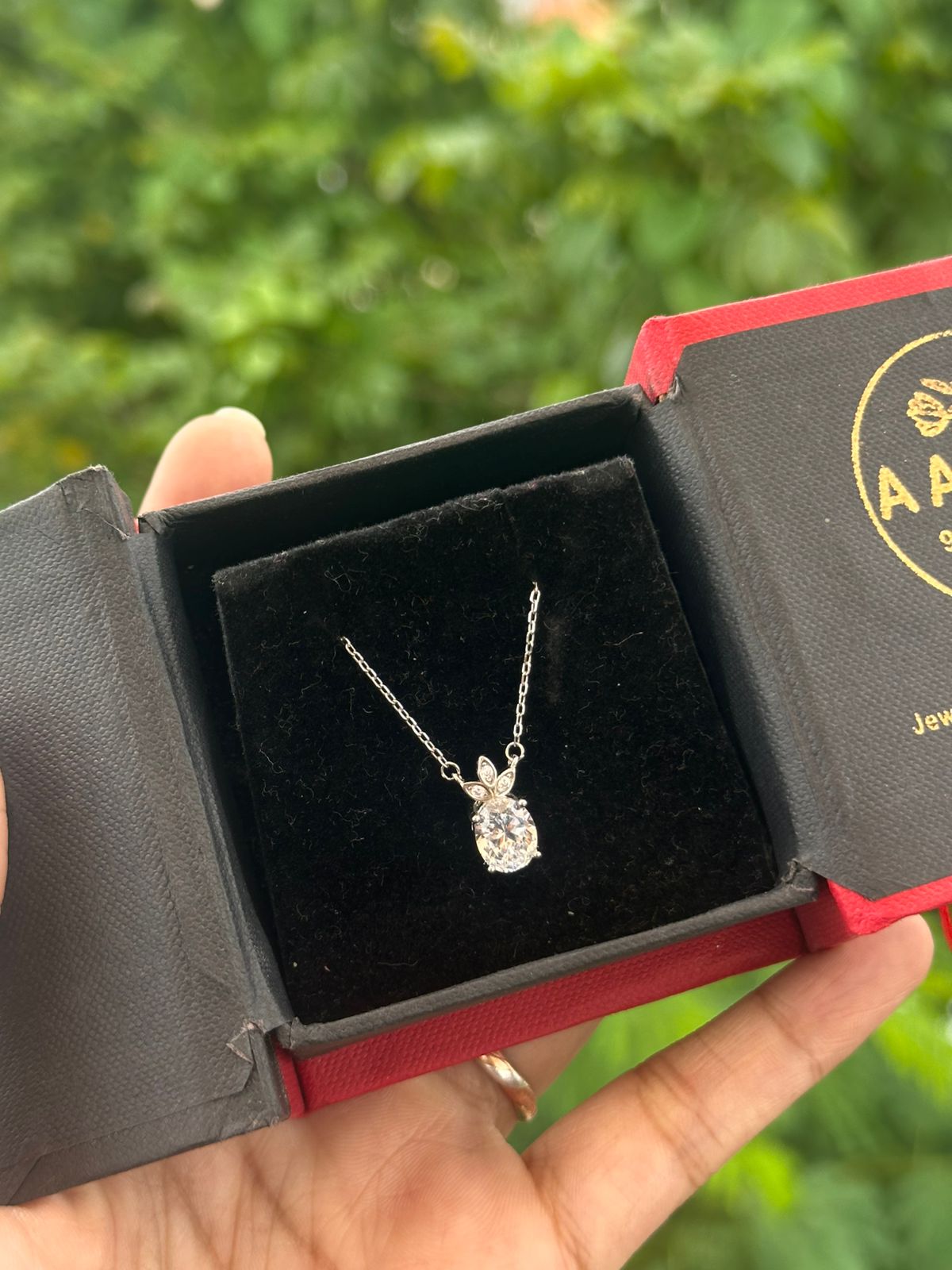 Flora Spark Silver Solitaire Necklace - The Aarna Jewels
