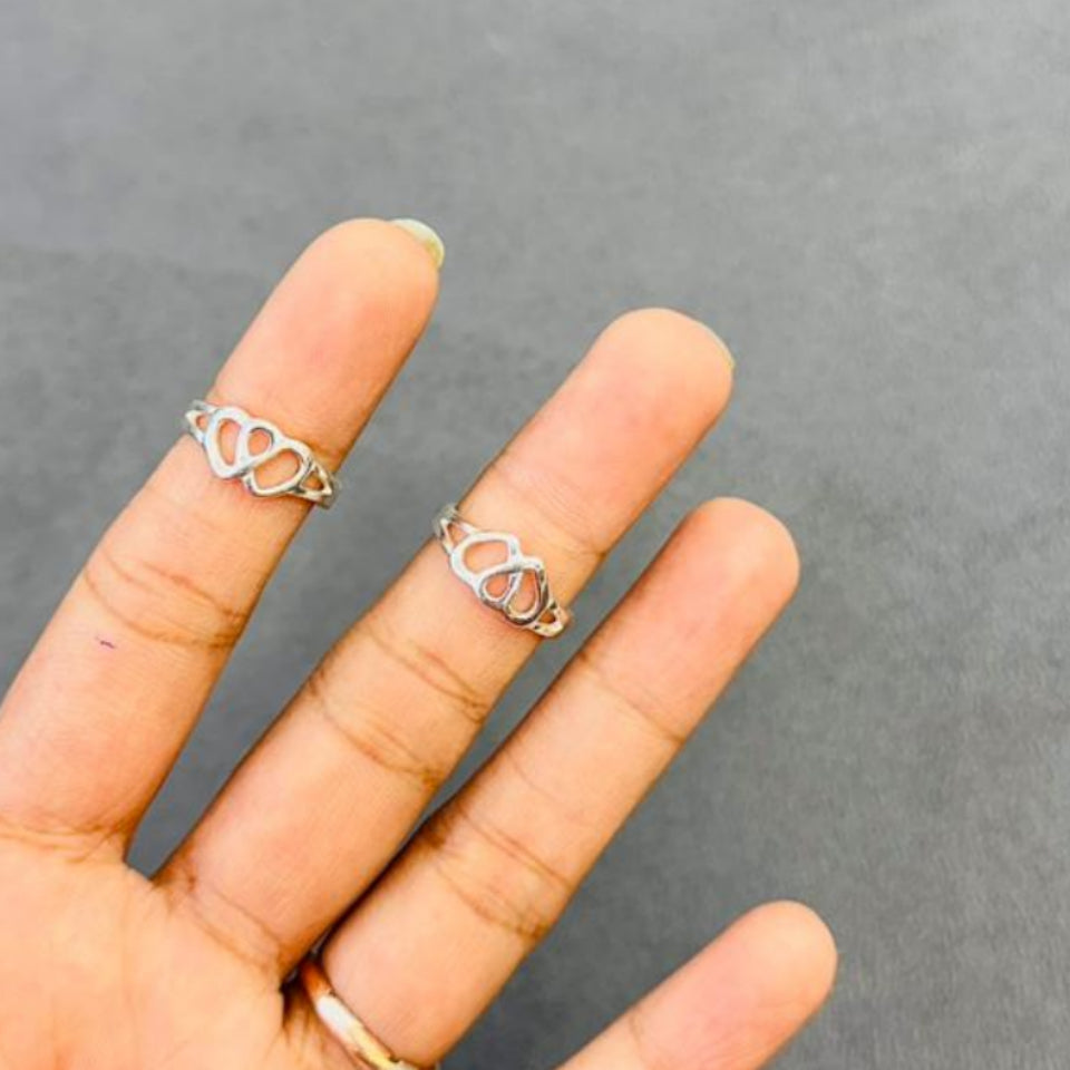 Forever Hearts Toe Rings - The Aarna Jewels