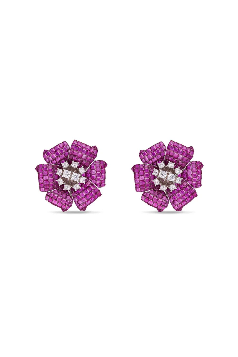 Fuchsia Bloom Stud Earrings - The Aarna Jewels