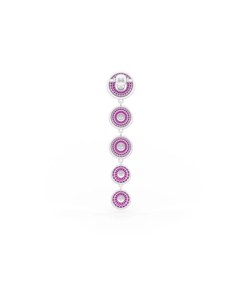 Fuchsia Pink Cascade Disc Dangler Earrings - The Aarna Jewels