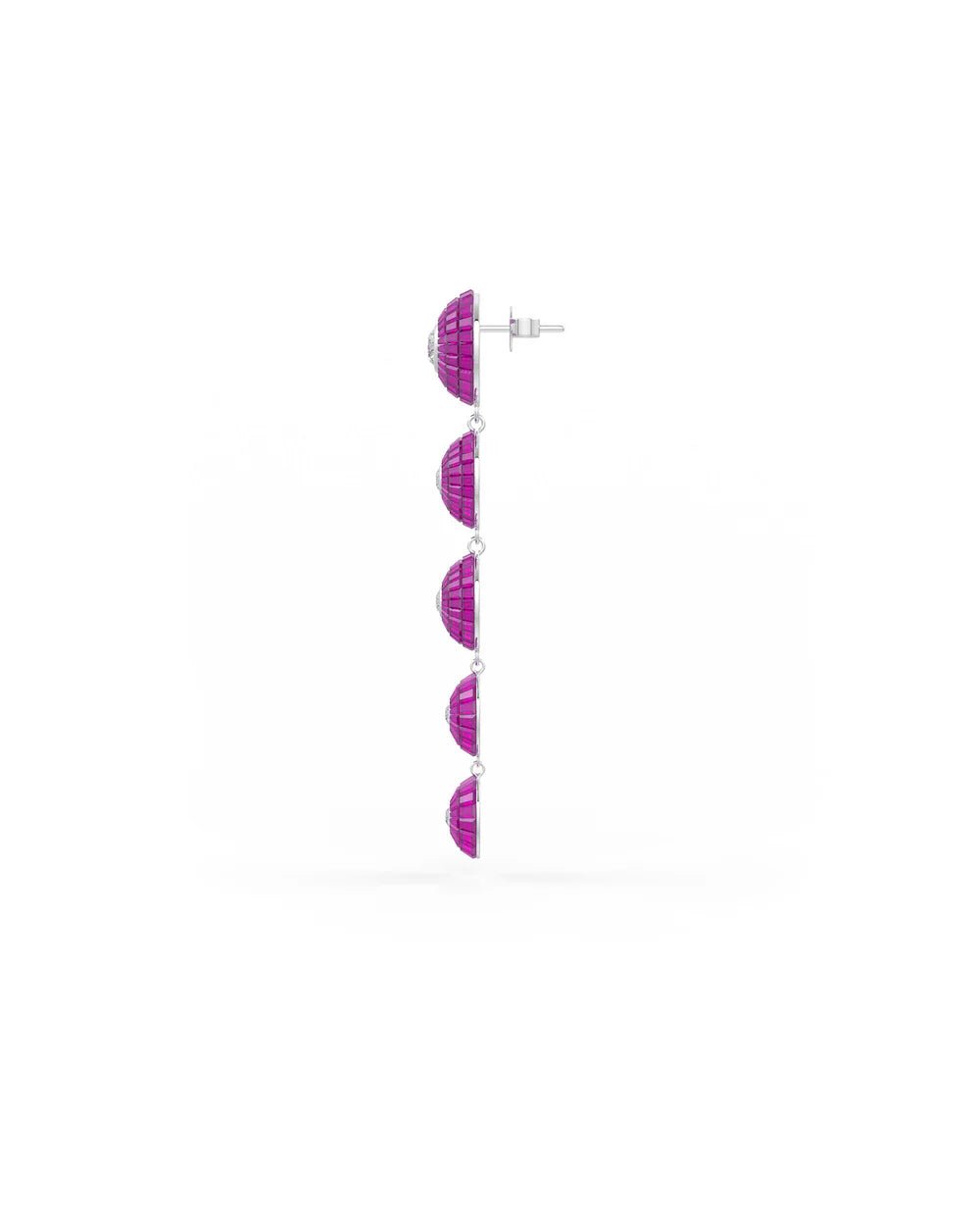 Fuchsia Pink Cascade Disc Dangler Earrings - The Aarna Jewels