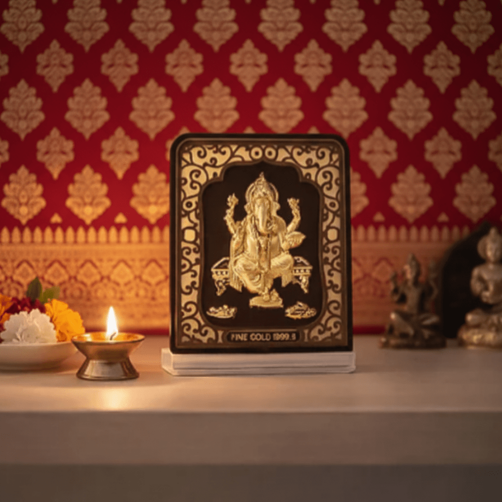 Gold Plated Ganesh Table Top Frame - The Aarna Jewels