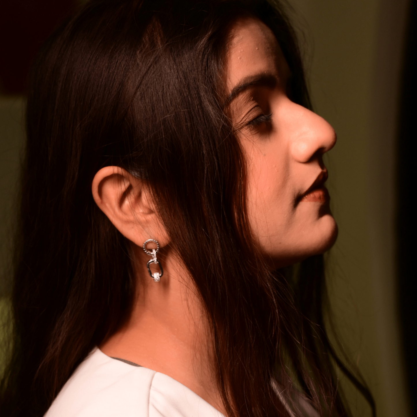 Interlock drop earrings - The Aarna Jewels