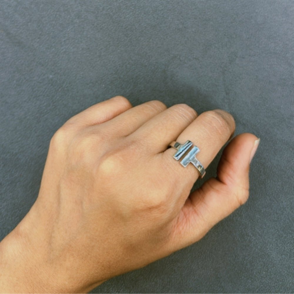 Minimalist T - bar open Ring - The Aarna Jewels