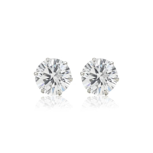 Pure Silver Solitaire Stud Tops (925 Sterling Silver) - The Aarna Jewels