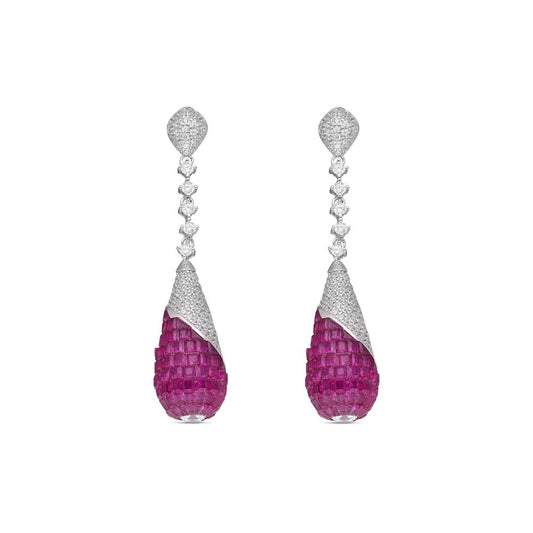 Ruby Teardrop Dangler Earrings - The Aarna Jewels