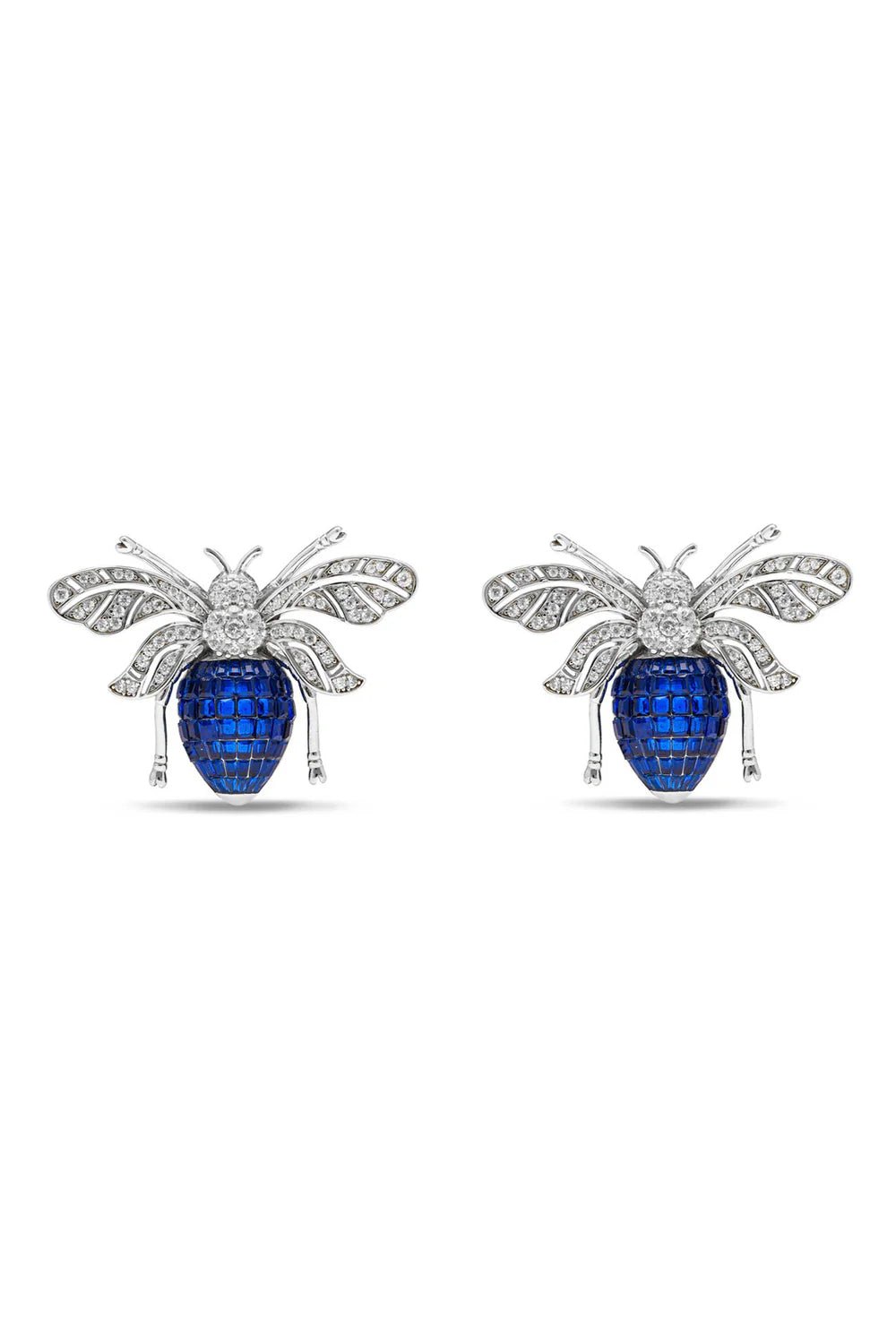Sapphire Bee Stud Earrings - The Aarna Jewels