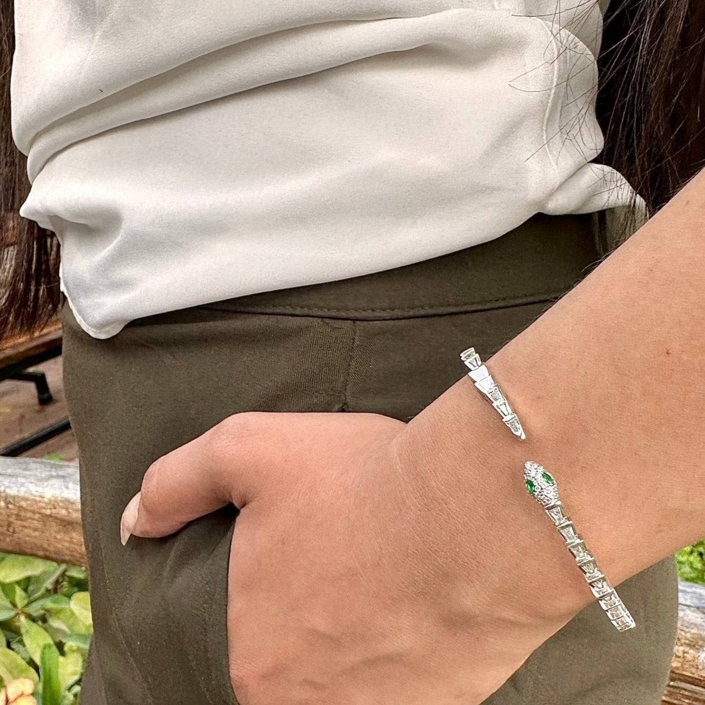 Serpentine Cuff Bracelet - The Aarna Jewels