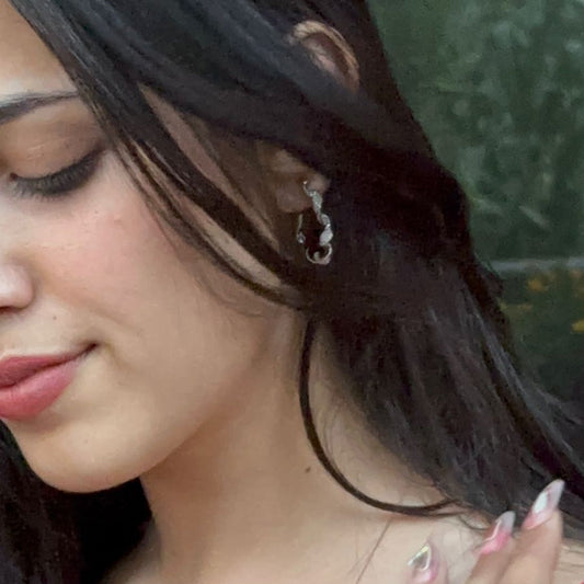 Silver Wavy Textured Hoop Earrings - The Aarna Jewels