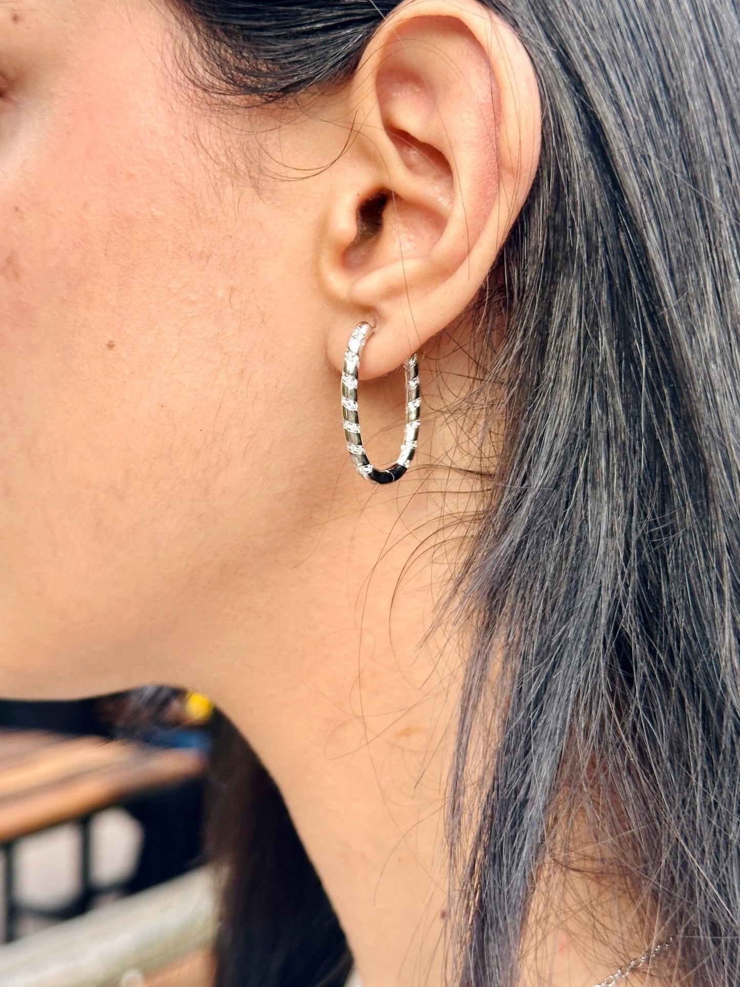 Starlight Baguette Hoops - The Aarna Jewels