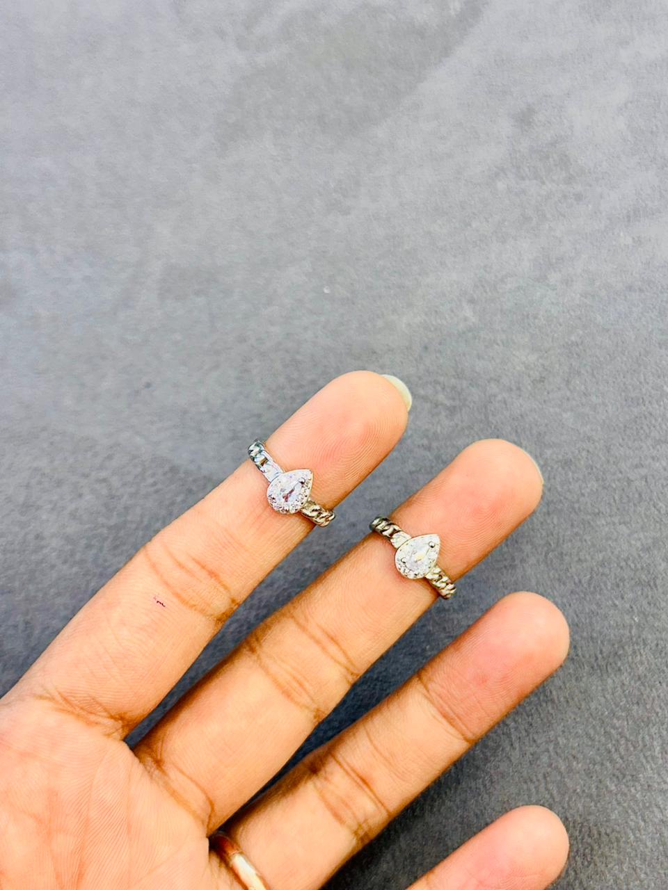 Teardrop Crystal Chain Toe Rings - The Aarna Jewels