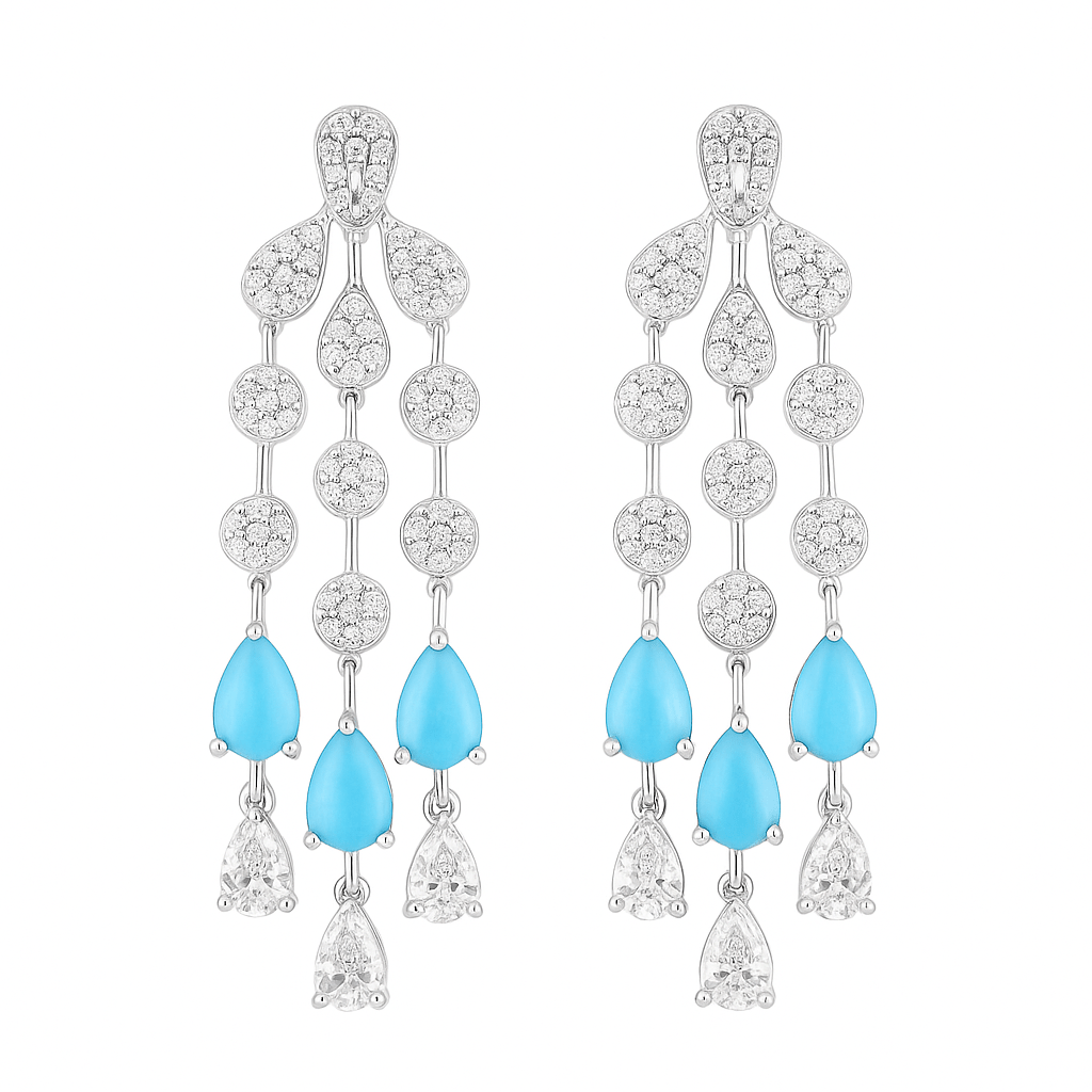 Turquoise River Earrings - The Aarna Jewels