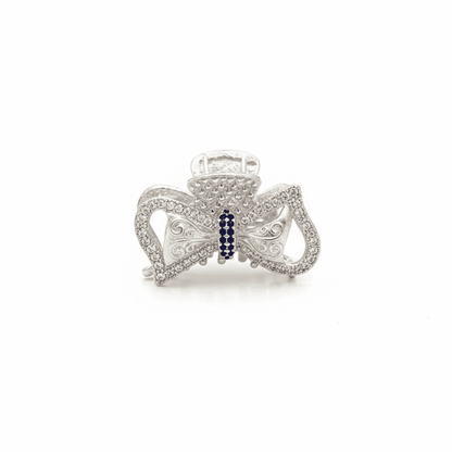925 Sterling Silver Bow - Shaped Gemstone Hair Claw - The Aarna Jewels