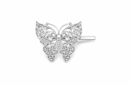 925 Sterling Silver Filigree Butterfly Hair Clip - The Aarna Jewels