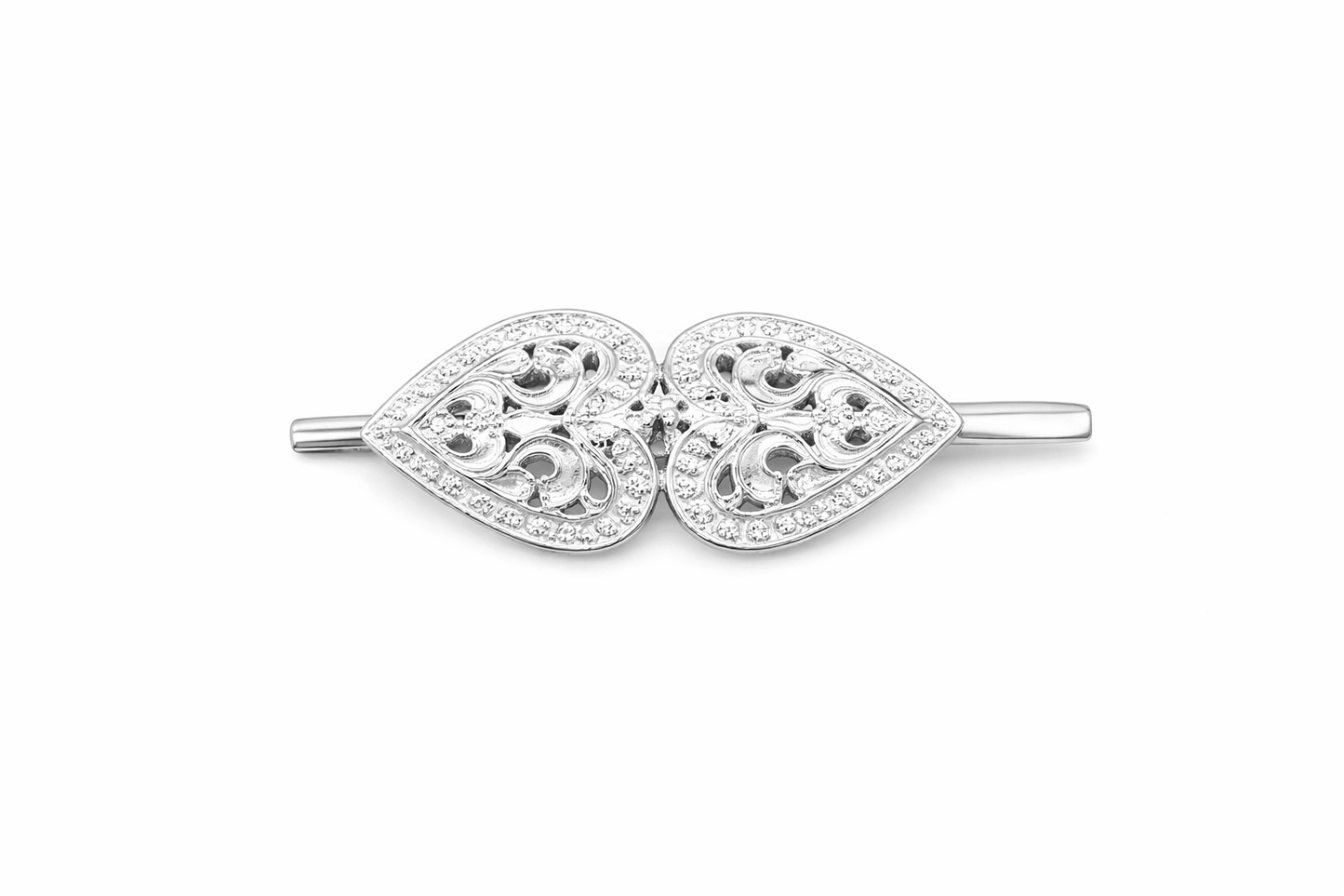 925 Sterling Silver Filigree Twin - Leaf Hair Clip - The Aarna Jewels