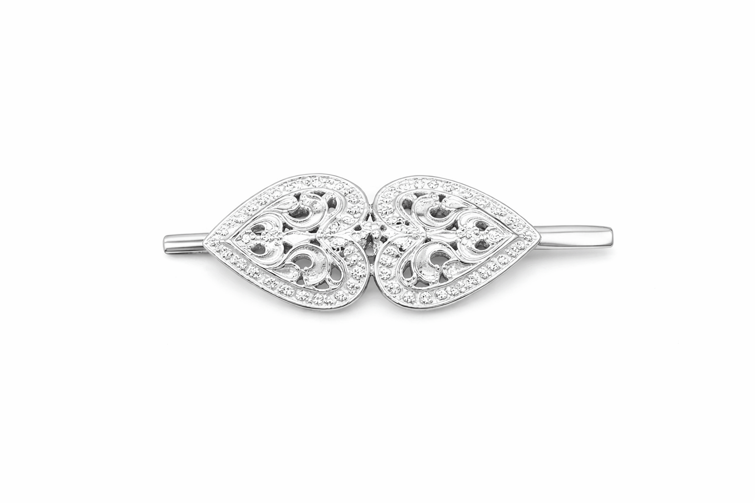 925 Sterling Silver Filigree Twin - Leaf Hair Clip - The Aarna Jewels