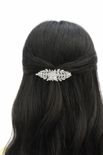 925 Sterling Silver floral Leaf Hair Clip - The Aarna Jewels
