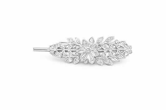 925 Sterling Silver floral Leaf Hair Clip - The Aarna Jewels