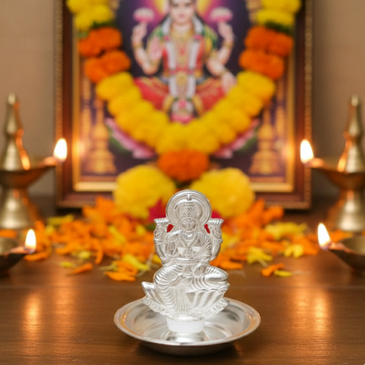 925 Sterling Silver goddess Laxmi idol - The Aarna Jewels