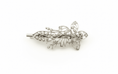 925 Sterling Silver Ornate Silver Floral Hair Clip - The Aarna Jewels