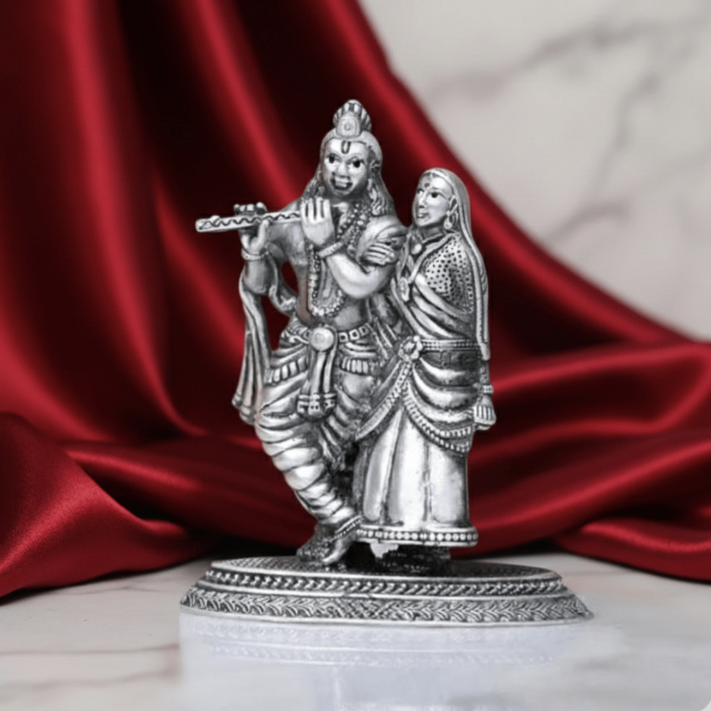 925 Sterling Silver Radha Krishna Idol - The Aarna Jewels