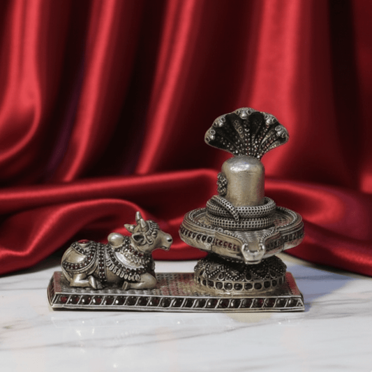 925 Sterling Silver Shiv Ling and Nandi set - The Aarna Jewels