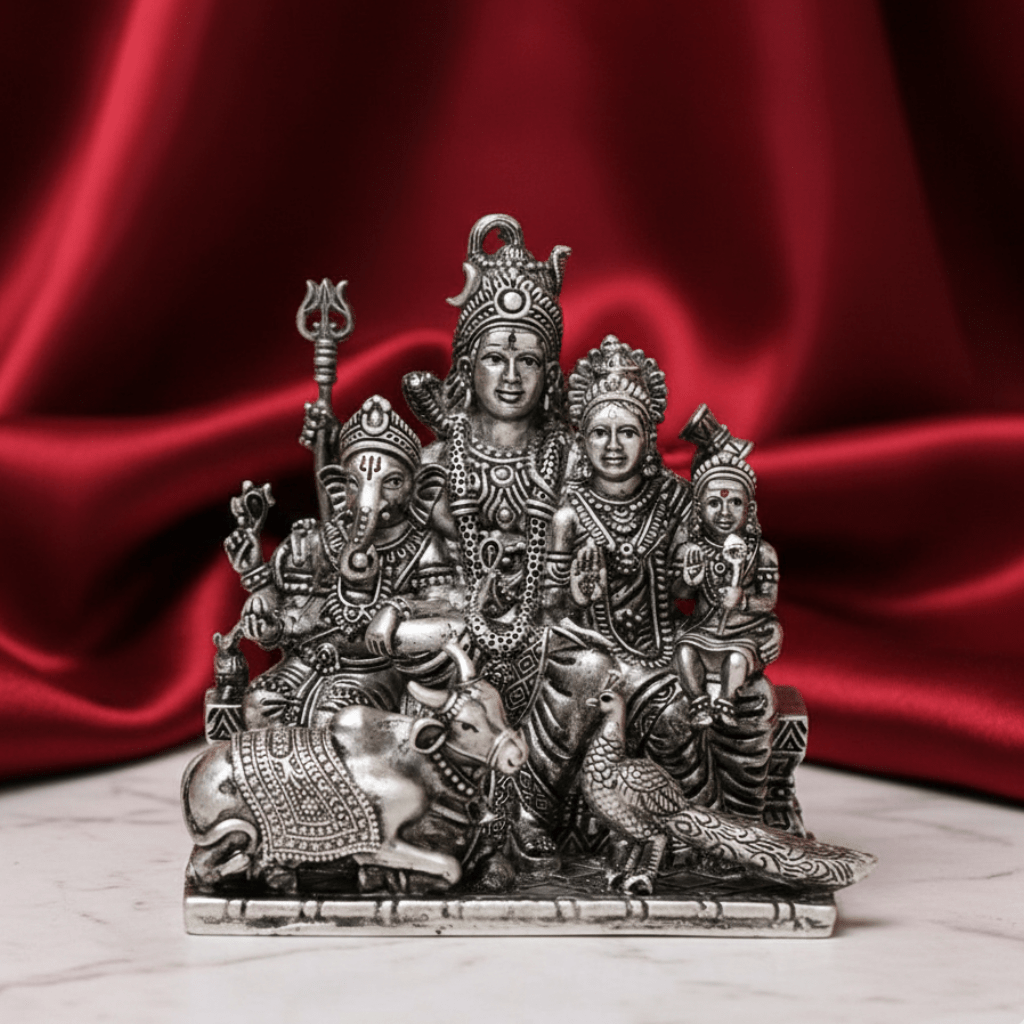 925 Sterling Silver Shiv Parvati Idol - The Aarna Jewels