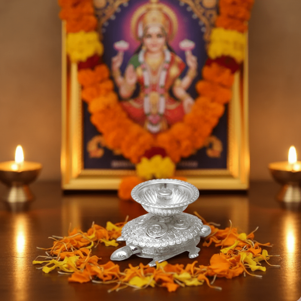 925 Sterling Silver Turtle Diya - The Aarna Jewels