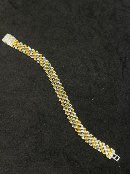 Two-tone bracelet on a black background
