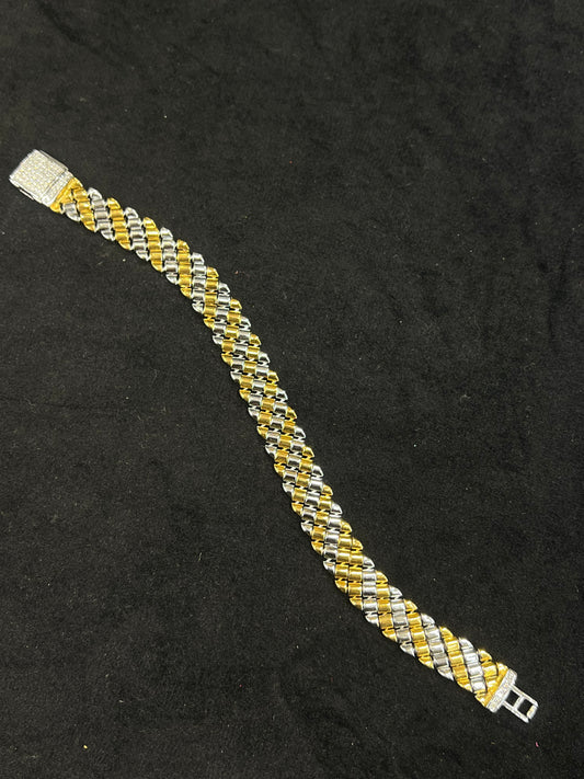 Two-tone bracelet on a black background