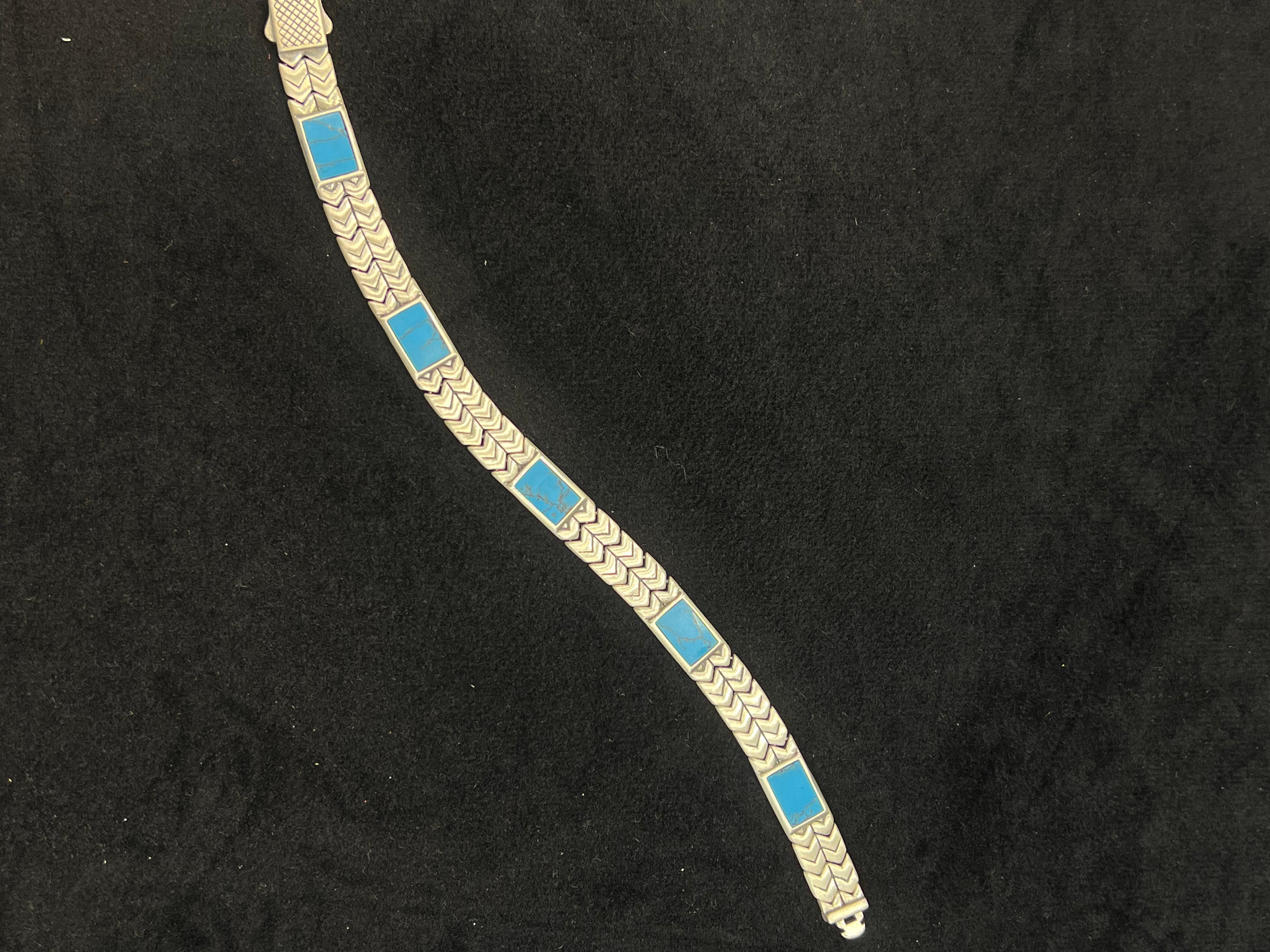 925 Sterling Silver Turquoise Inlay Bracelet – The Aarna Jewels