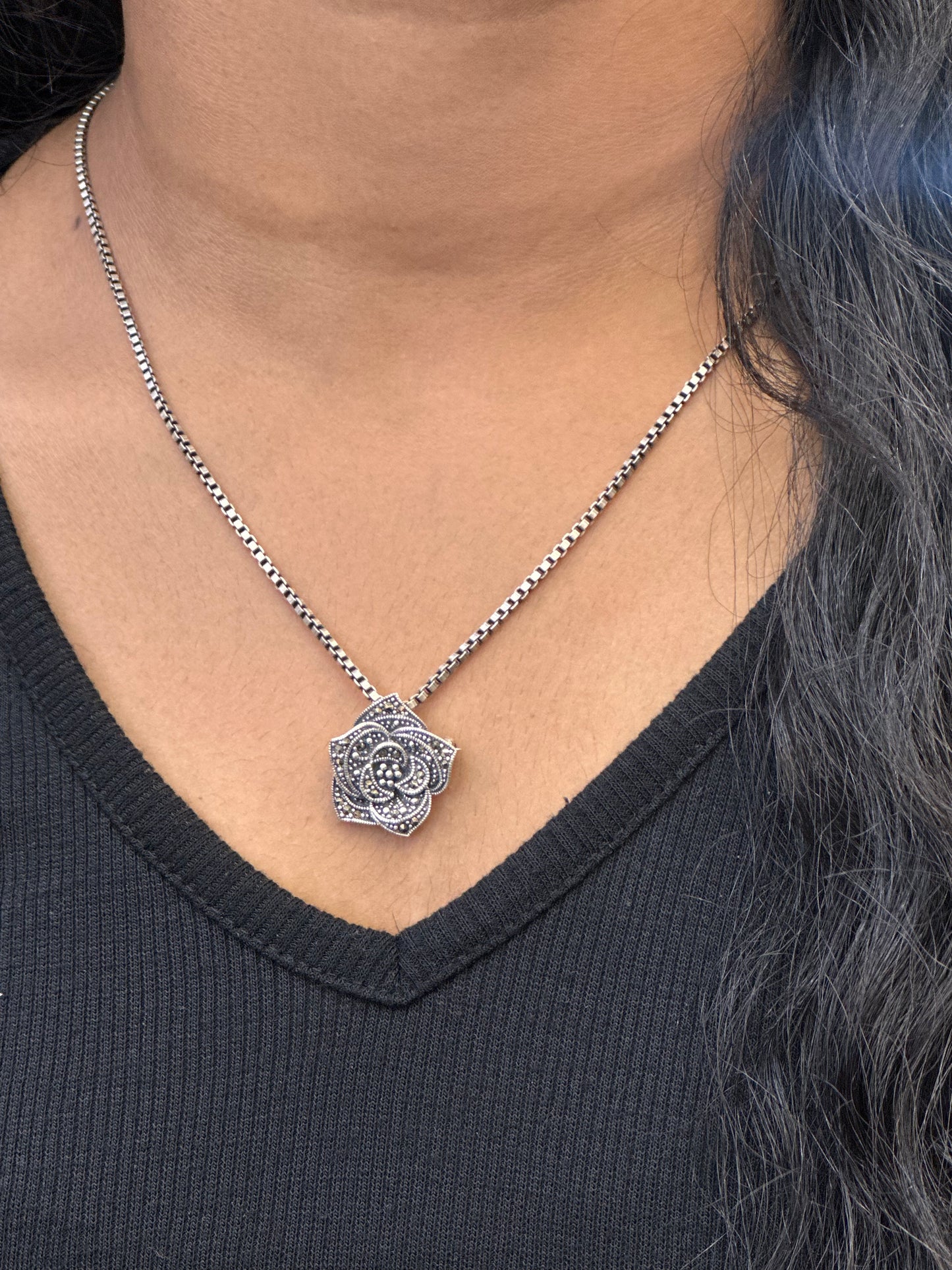 925 Sterling Pure Silver Rose Brooch