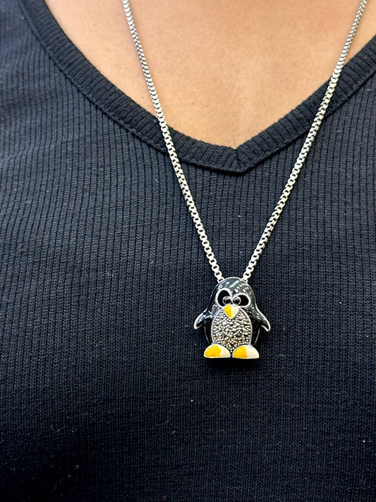 925 Sterling Silver Penguin Brooch